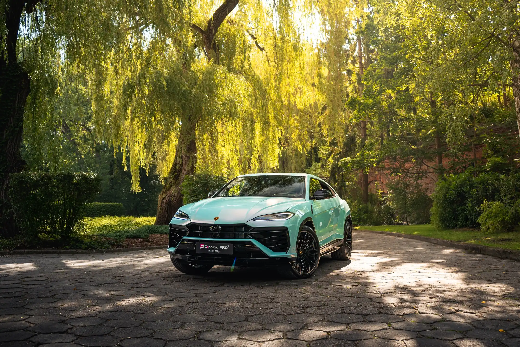 Lamborghini Urus miętowy pod wierzbą